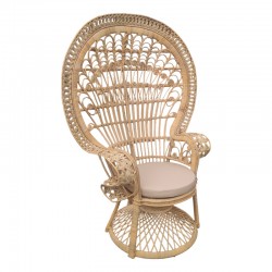 Πολυθρόνα Dorothy Inart με μπεζ μαξιλάρι-φυσικό rattan 115x57x150εκ