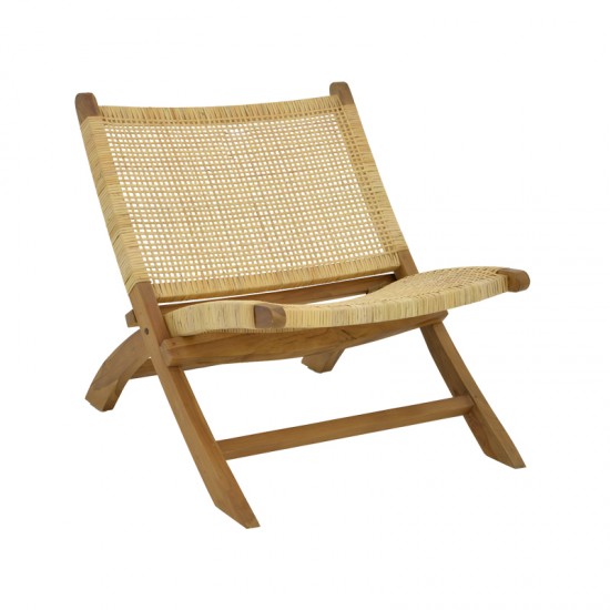 Πολυθρόνα Jerenze pakoworld φυσικό teak ξύλο-φυσικό rattan 65x78x68εκ