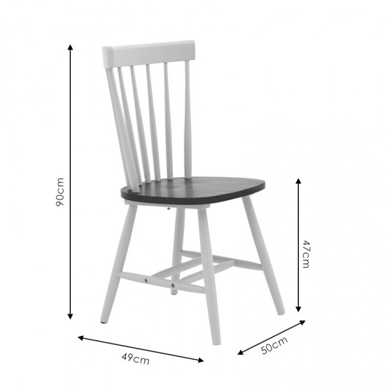 Καρέκλα Larus pakoworld φυσικό ξύλo rubberwood ανθρακί-λευκό 50x49x90εκ.