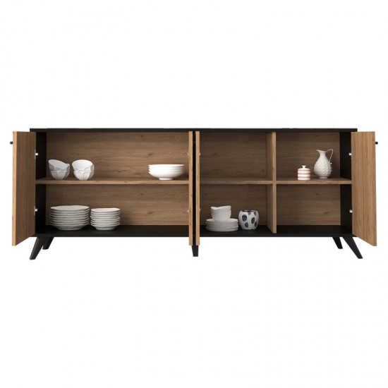 Μπουφές Flipter pakoworld μελαμίνης oak-μαύρο 180x40x78,6εκ