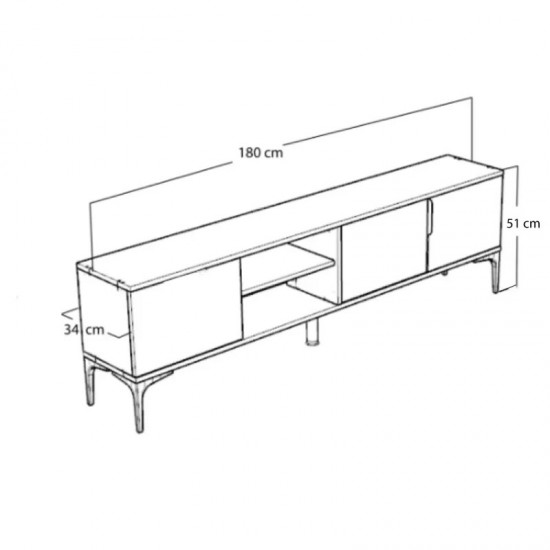 Έπιπλο τηλεόρασης Kowel pakoworld μελαμίνης λευκό-oak 180x34x51εκ