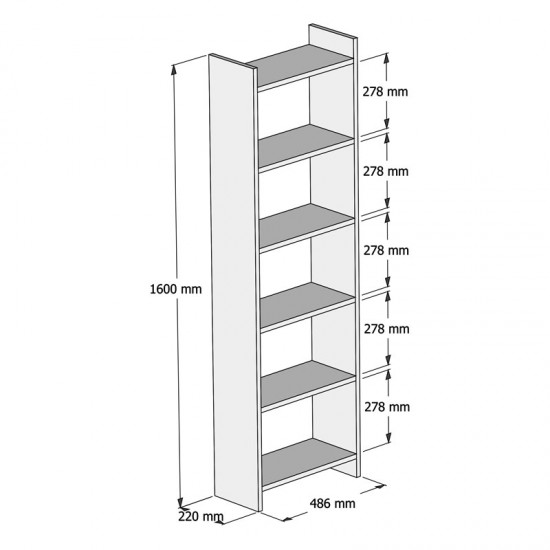 Βιβλιοθήκη Darco pakoworld μελαμίνης λευκό 48.6x22x160εκ