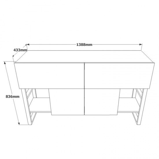 Μπουφές Jaydon pakoworld μελαμίνης φυσικό-μαύρο 139x43x83.5εκ