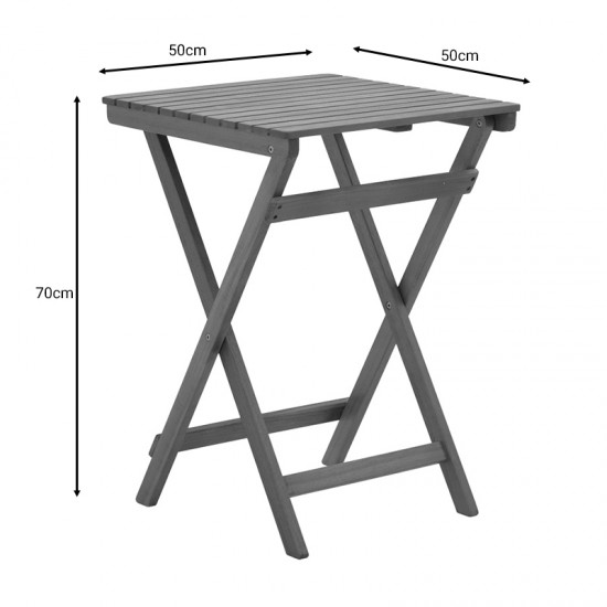 Τραπέζι Lazio pakoworld πτυσσόμενο φυσικό ξύλο ακακίας 50x50x70εκ