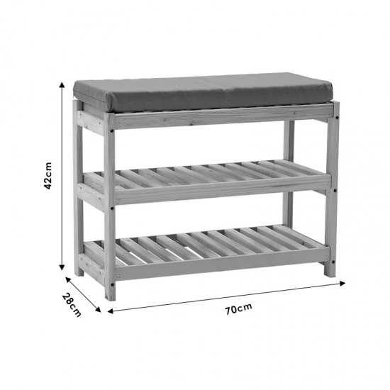 Παπουτσοθήκη Tarrot pakoworld 6 ζευγών φυσικό-γκρι 70x28x42εκ