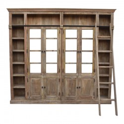 Βιβλιοθήκη Librardy Inart lime wash μασίφ mango ξύλο 247x35x220εκ