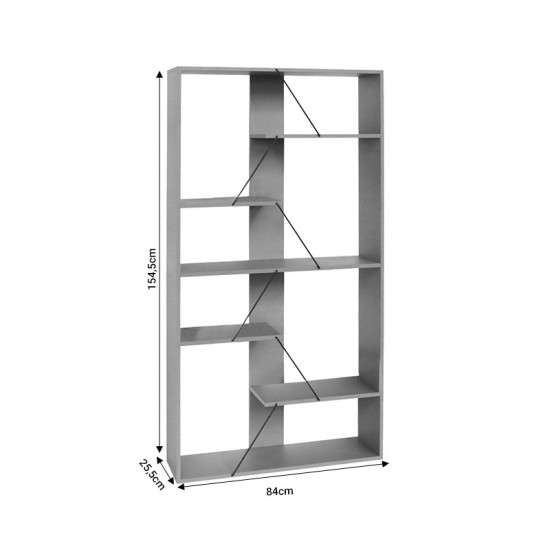 Βιβλιοθήκη Tars pakoworld οακ-μαύρο 84x25.5x154.5εκ