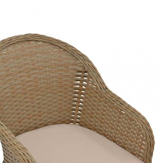 Πολυθρόνα κήπου Hadrian pakoworld rattan καφέ- textilene μπεζ 57x70x85εκ