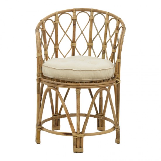 Πολυθρόνα Rostan Inart φυσικό rattan με μαξιλάρι 60x46x80εκ