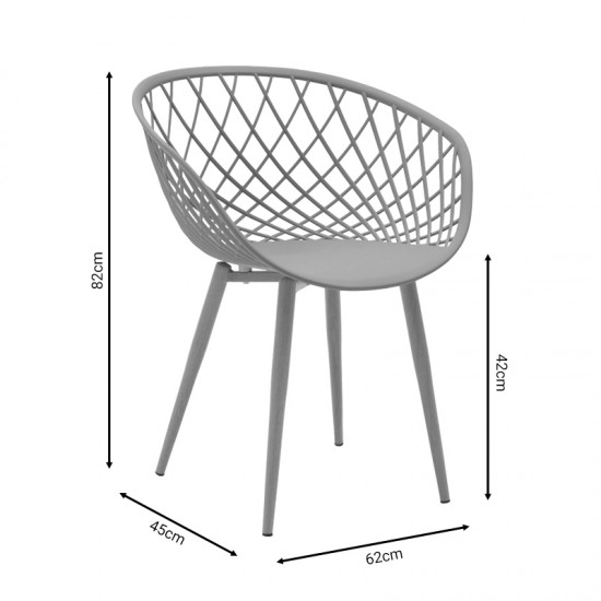 Πολυθρόνα Ezra pakoworld μαύρο pp-πόδι μαύρο μέταλλο 62x42x82εκ