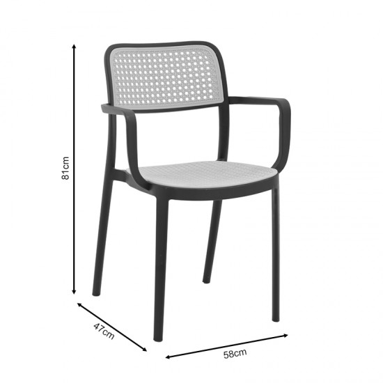 Πολυθρόνα Westley pakoworld pp φυσικό-μαύρο 58x47x81εκ