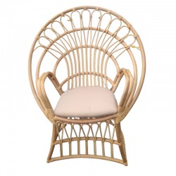 Πολυθρόνα Boloni Inart με μπεζ μαξιλάρι-φυσικό rattan 100x67x120εκ