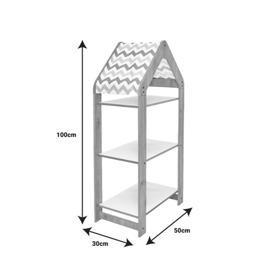 Ραφιέρα Montessori Zoilen I pakoworld λευκό-φυσικό-μπλε mdf 50x30x100εκ