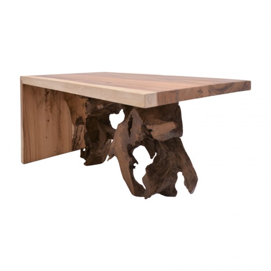 Τραπέζι σαλονιού Cardi Inart καρυδί teak ξύλο 110x60x50εκ