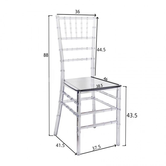 Καρέκλα Tiffany pakoworld διάφανο pc 38.5x46x88εκ