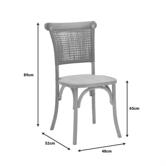 Καρέκλα Karley pakoworld φυσικό ξύλο οξιάς-έδρα φυσικό rattan 48x52x89εκ