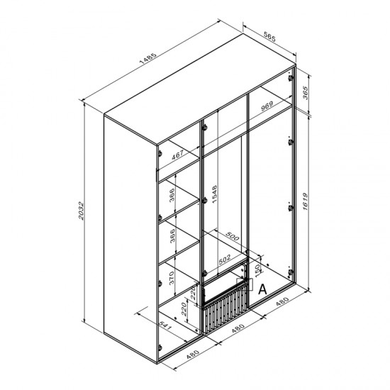 Ντουλάπα Bruse pakoworld μελαμίνη σε sonoma-oak απόχρωση 148.5x56.5x203.2εκ