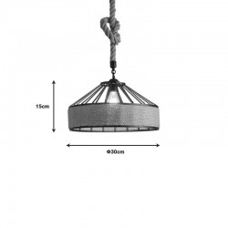 Φωτιστικό οροφής Pormode pakoworld μαύρο μέταλλο-φυσικό σχοινί Φ30x15εκ