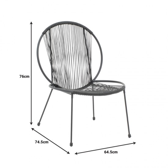 Καρέκλα κήπου Dapper pakoworld μαύρο μέταλλο-pe μαύρο 64.5x74.5x76εκ