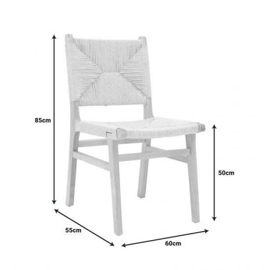 Καρέκλα Arten pakoworld σχοινί-rubberwood σε φυσική απόχρωση 60x55x85εκ