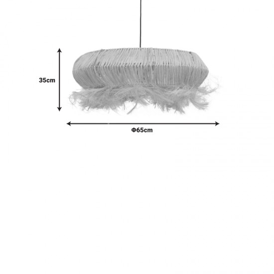 Φωτιστικό οροφής Coanze Inart abaca ξύλο σε φυσικό χρώμα Φ65x35εκ