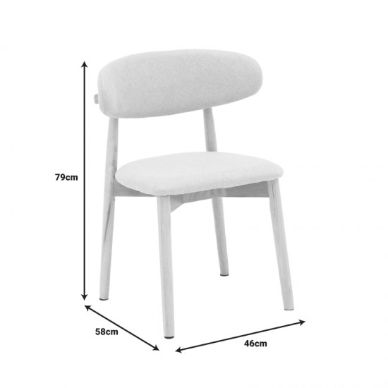 Καρέκλα Ubene pakoworld rubberwood και ύφασμα σε φυσική και μπεζ απόχρωση 46x58x79εκ