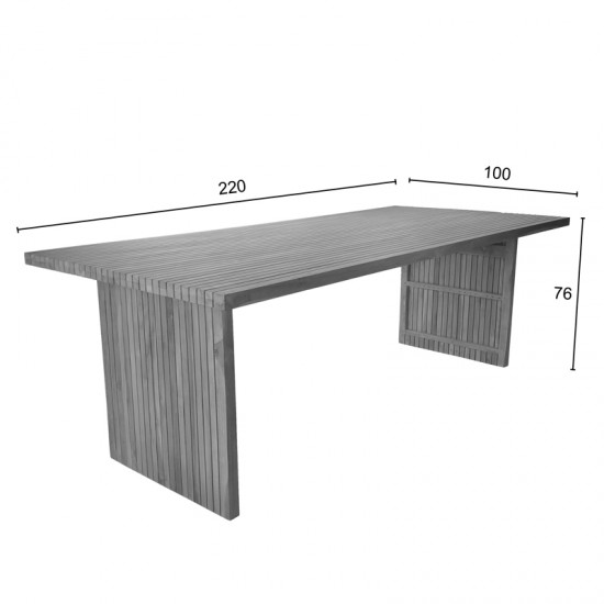 Τραπέζι Zibra pakoworld teak ξύλο σε φυσική απόχρωση 220x100x75εκ