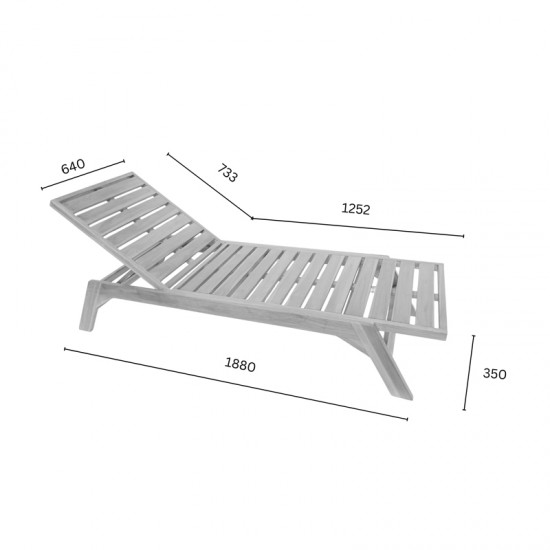 Ξαπλώστρα Melop pakoworld teak ξύλο σε φυσική απόχρωση 200x70x35εκ