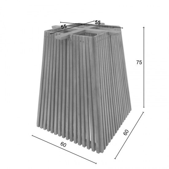 Βάση τραπεζιού εσωτερικού χώρου Darius pakoworld mindi ξύλο σε φυσική απόχρωση 60x60x75εκ