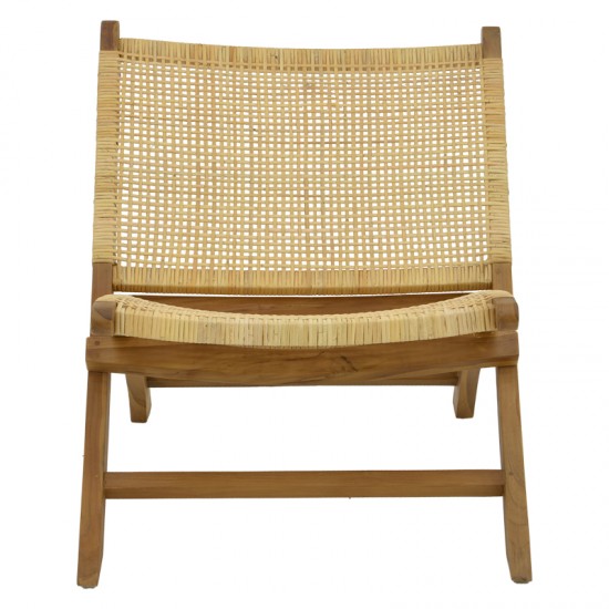 Πολυθρόνα Jerenze pakoworld φυσικό teak ξύλο-φυσικό rattan 65x78x68εκ