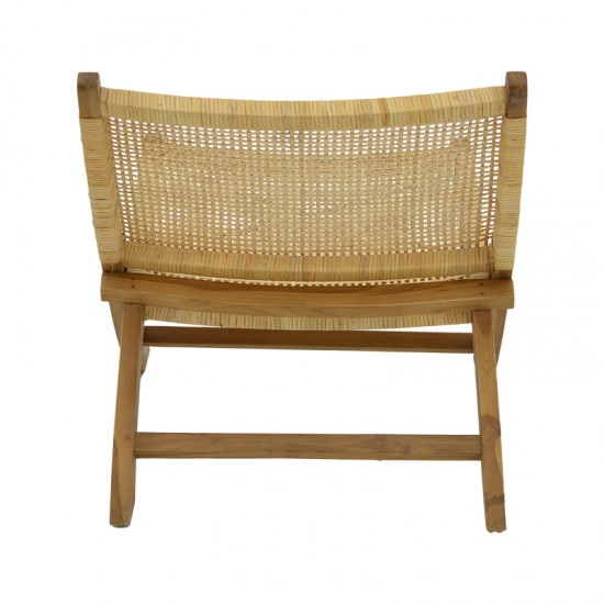 Πολυθρόνα Jerenze pakoworld φυσικό teak ξύλο-φυσικό rattan 65x78x68εκ