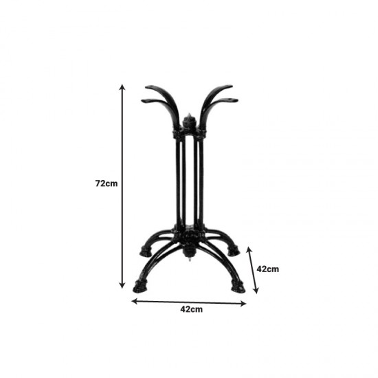 Βάση τραπεζιού Astu pakoworld μεταλλική σε μαύρη απόχρωση 42x42x72εκ