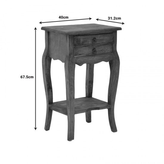 Βοηθητικό τραπεζάκι με συρτάρια Florellia pakoworld φυσικό αντικέ μαόνι ξύλο 40x31x67.5εκ