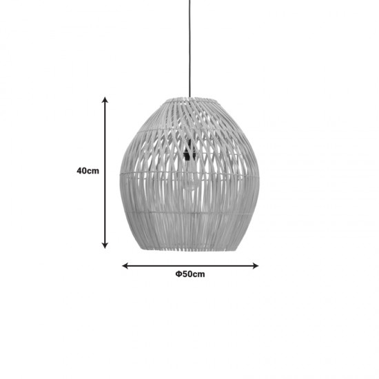 Φωτιστικό οροφής Irden Inart rattan σε φυσική απόχρωση Φ50x40εκ