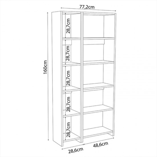 Βιβλιοθήκη Alkathi pakoworld σε oak απόχρωση 77x22x160εκ