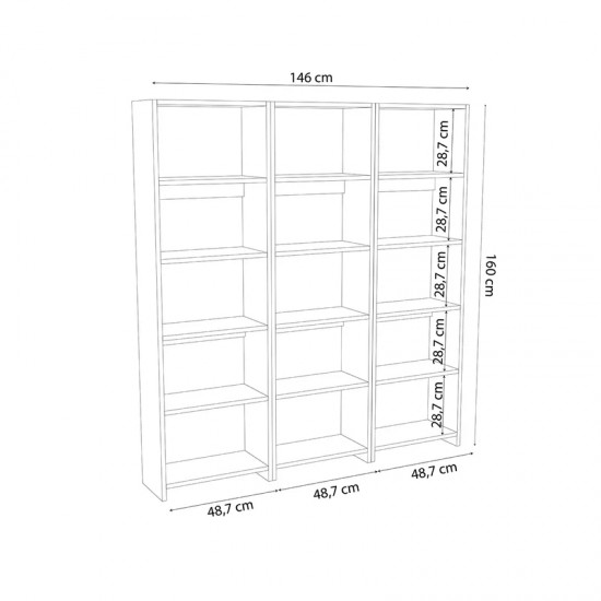 Βιβλιοθήκη Rabuku pakoworld σε λευκή απόχρωση 146x22x123εκ