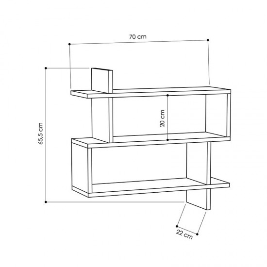 Ραφιέρα Paralel pakoworld χρώμα φυσικό 70x22x65,5εκ