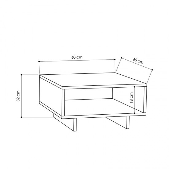 Τραπέζι σαλονιού Hola pakoworld φυσικό-ανθρακί 60x60x32εκ