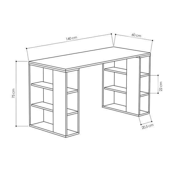 Γραφείο Colmar pakoworld χρώμα λευκό -σκούρο φυσικό 140x60x75εκ