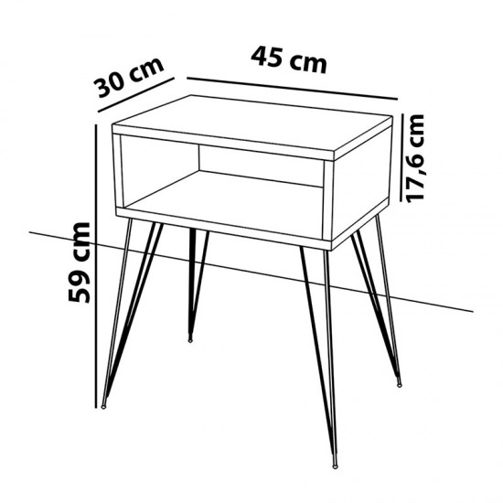 Κομοδίνο Naida pakoworld καρυδί-μαύρο 45x30x59εκ