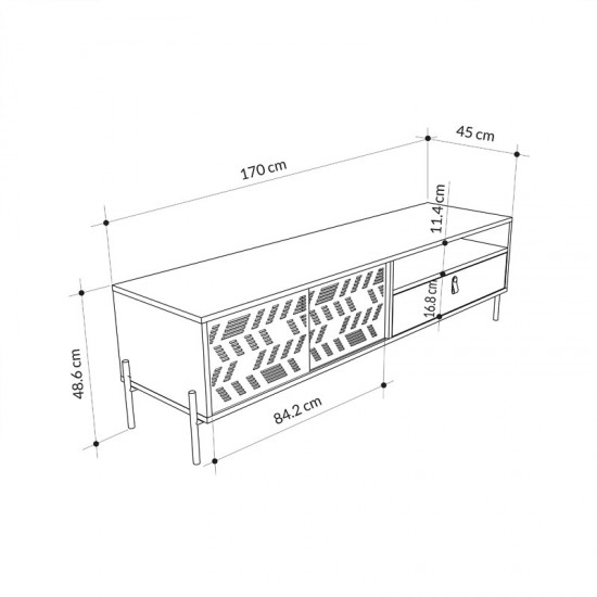 Έπιπλο τηλεόρασης Melati pakoworld καρυδί 170x45x48.5εκ