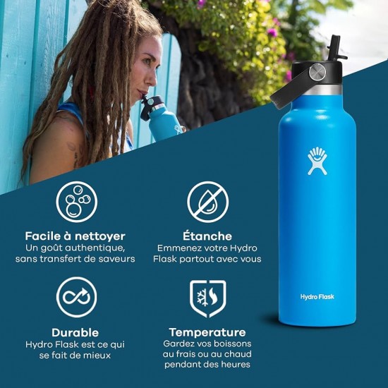 Hydro Flask  Standard Mouth with Flex Straw Cap 0.6L ΟΑΤ Μπέζ Λευκό